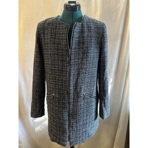 Carolina Belle Montréal Black & White Tweed Zip Front Coat – Women’s Size Small